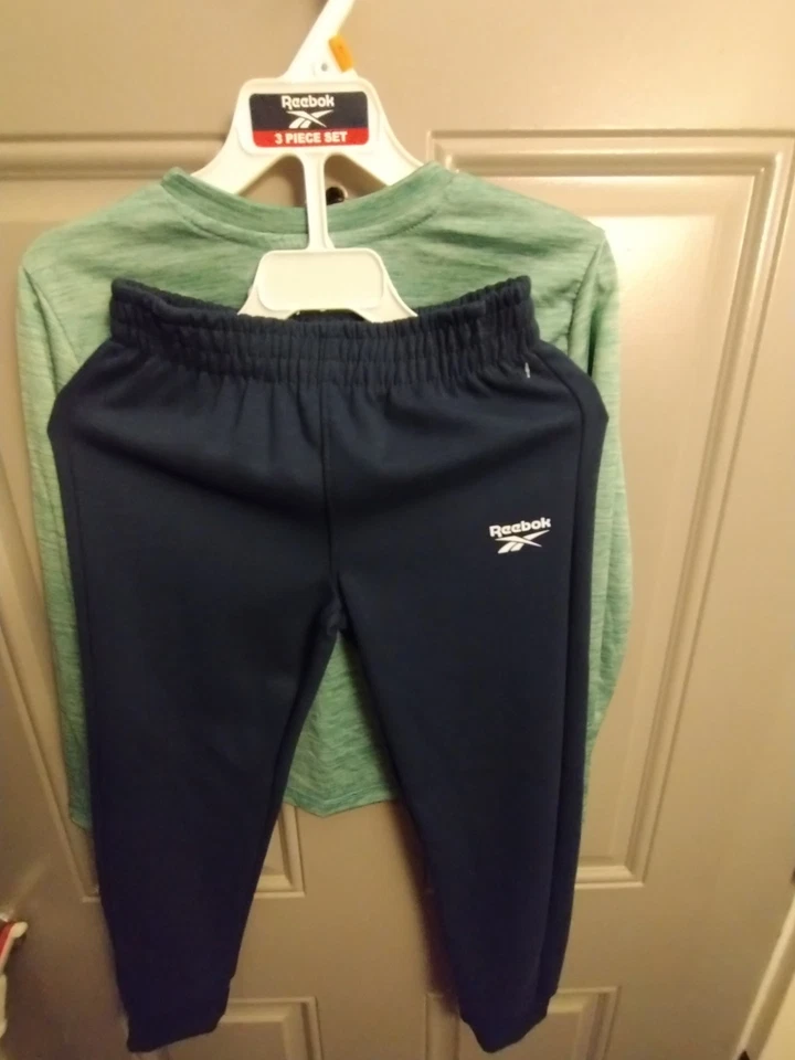 REEBOK 2PC LST SST N PANTS Sea Spray Boys Or Girls Size 7 Long Sleeve Shirt Set - Image 4 of 4
