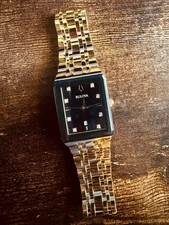 Bulova Men's Futuro Diamond Gold Rectangle Stainless Steel 97D118 Men's Watch