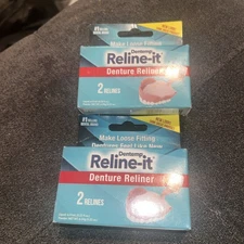 Dentemp Denture Reliner RELINE IT - 2 repairs / box  ( 2 boxes ) green NEW LOOK!