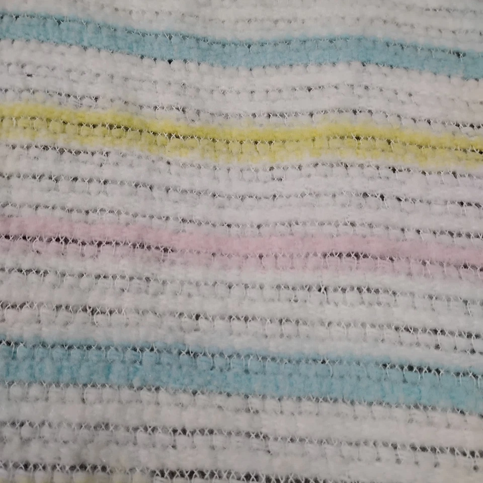Vintage Cannon Mills Woven Acrylic Baby Blanket Pastel Stripes Thermal Set Of 2 - Image 4 of 4