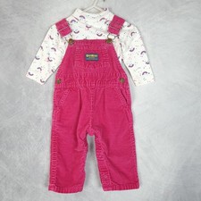 Vintage OshKosh B'gosh Overalls Girls 12 M Pink Corduroy Vestbak USA
