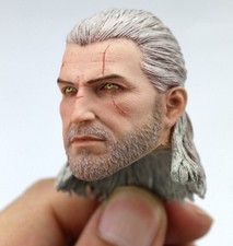 1/6 Male Head Sculpt Geralt Head Model Fit 12'' Male Solider Action Figure Dolls