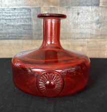 Vintage Vidrios San Miguel Recylcled Glass Red Vase Bottle