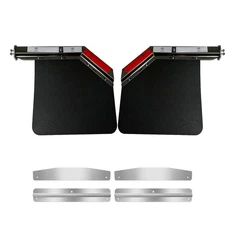 Pair Angled Spring Loaded Mud Flap Hangers w/Angled Splash Guard Mudflap 24"x24"
