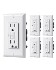 DEWENWILS 5 Pack 15 Amp GFCI Outlet, Self-Test GFI Receptacles w/ LED Indicator