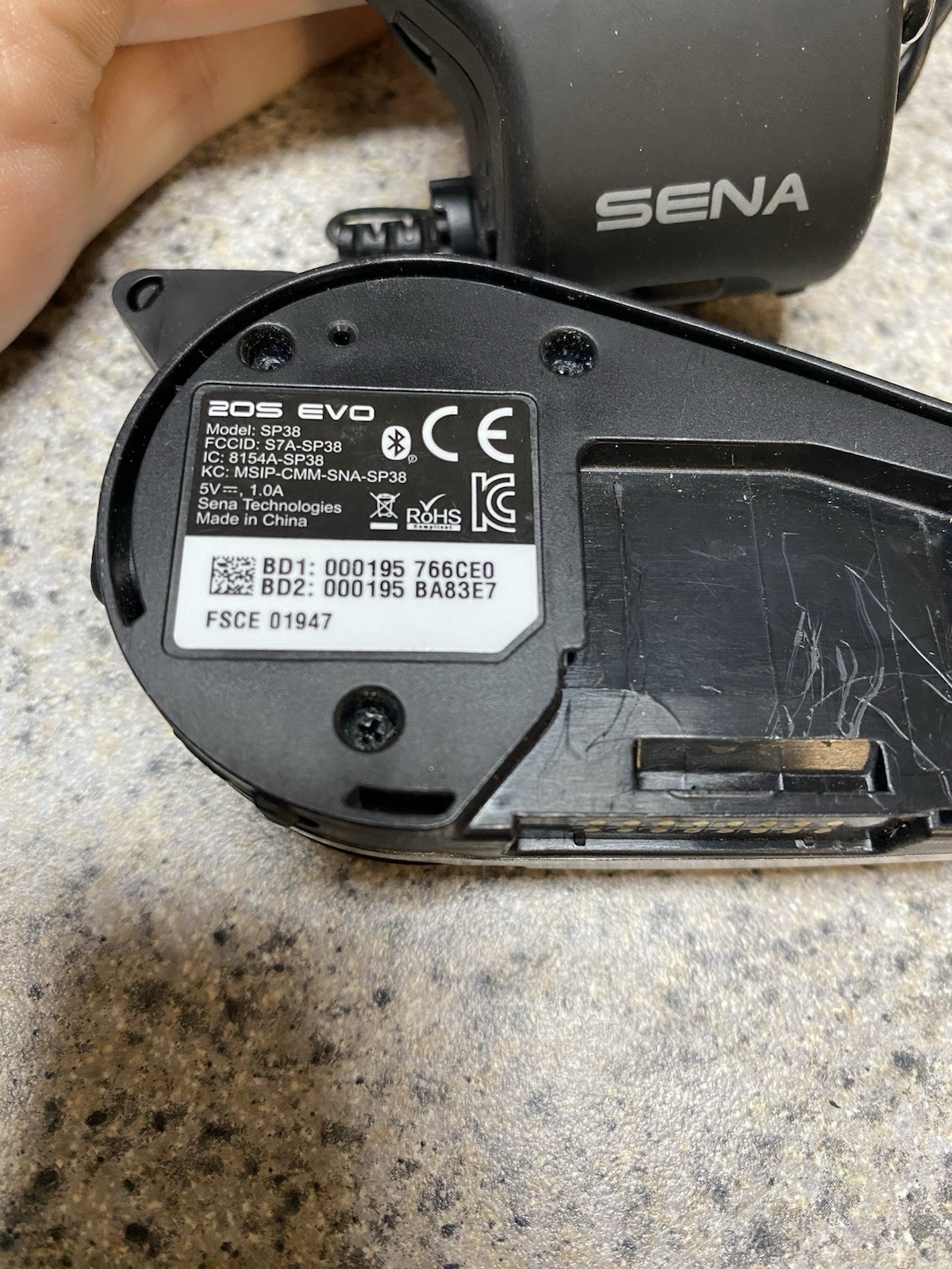 Sena 20S Motorcycle Bluetooth Headset Communication System Working W/ Extras