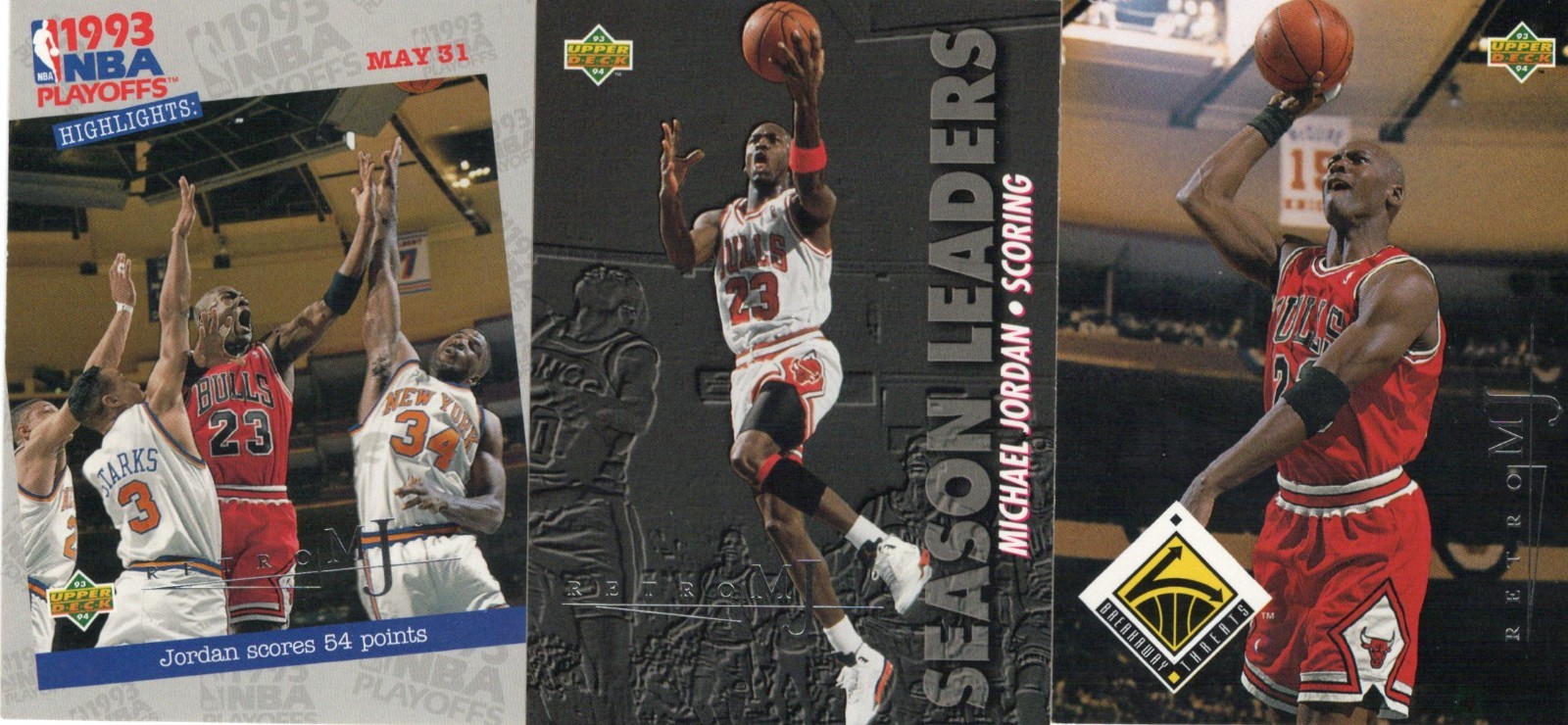 1998 Upper Deck Michael Jordan (3) cards Retro Career Collection Chicago Bulls
