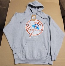 NWT Mitchell  Ness Gray New York NY Yankees Retro Bat Logo Hoodie Mens Medium