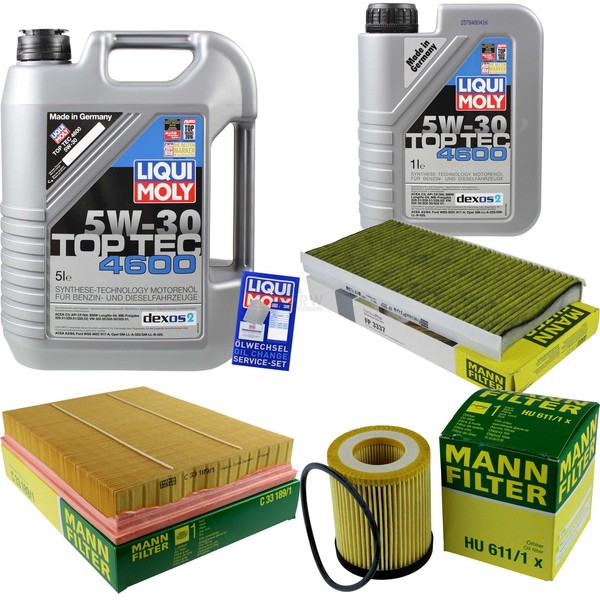 Inspektionskit Filter Liqui Moly ÖL 6L 5W-30 FüR Opel Vectra C Cc Vauxhall 3.2-image