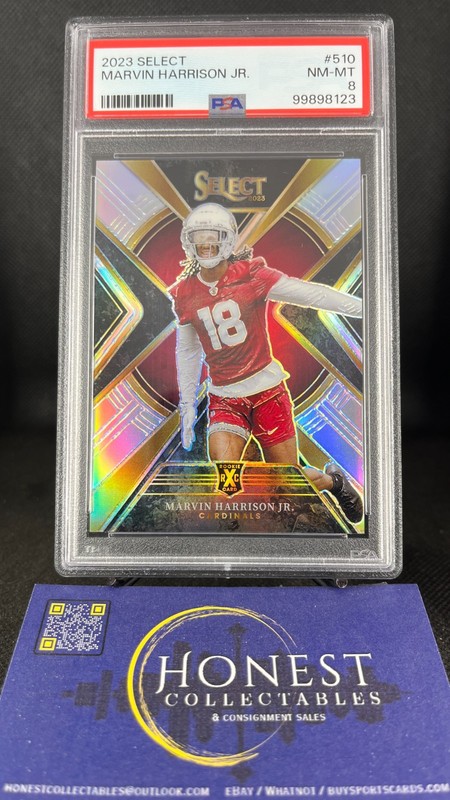 Marvin Harrison JR. (RC) Grade PSA 8 - 2023 Select XRC Silver Redemption #510