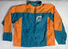 Vintage Miami Dolphins Apex One Rain Jacket Size L 90s NFL Football Full Zip