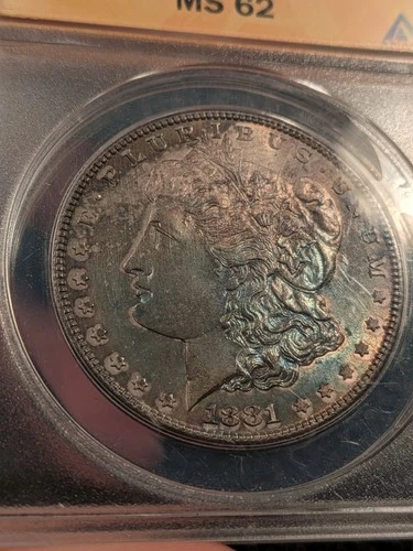 1881 S Morgan Dollar. Anacs Ms62 Blueberry Toner!