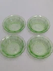 Lot of 4 Vintage Jeanette Green Glass Cherry Blossom pattern 6" Cereal Bowl