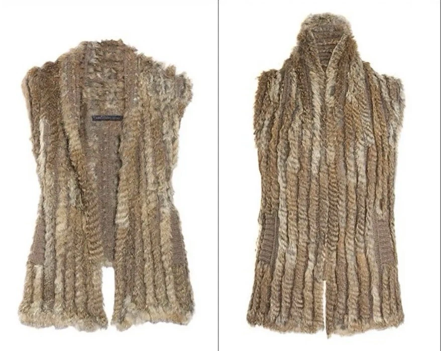 Chaleco de piel de conejo real Marc By Marc Jacobs marrón talla S ¡Se ve increíble! Foto 2 de 4