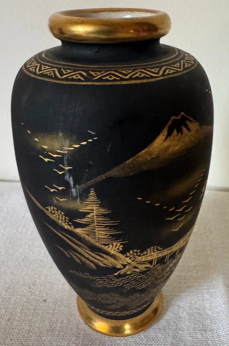 陶瓷黑色日本古董花瓶| eBay