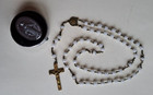 Vintage ROSARY Catholic beads necklace  1900's exquisite case Christ Cross 1830? — photo 1