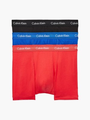 Calvin Klein 3er PACK TRUNKS - COTTON STRETCH ( KETTLE BLUE/STRAWBERRY FIELD/BLACK