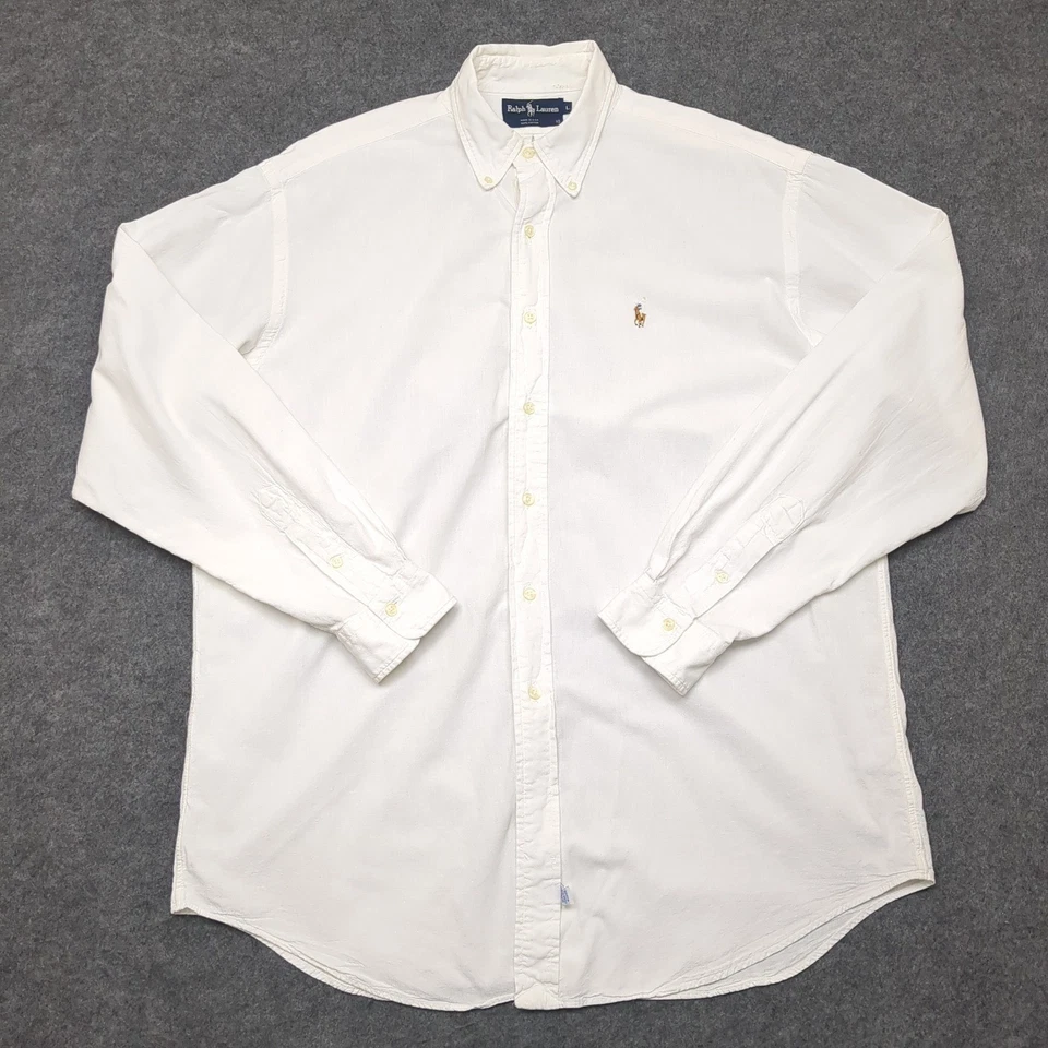 Camisa Ralph Lauren Calce Clásico Oxford Abotonada Blanca Manga Larga Para Hombre L Foto 2 de 4