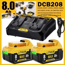 Battery / Charger For DeWalt 20V 20 Volt Max 8.0AH Lithium Ion DCB204 DCB200-2
