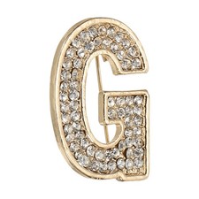 Initial Letter Brooch Pin, Letter G Rhinestone Brooches for Women Men, Gold