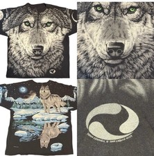Vintage Liquid Blue Wolf All Over Print T Shirt AOP  Men’s Size XL Double Sided