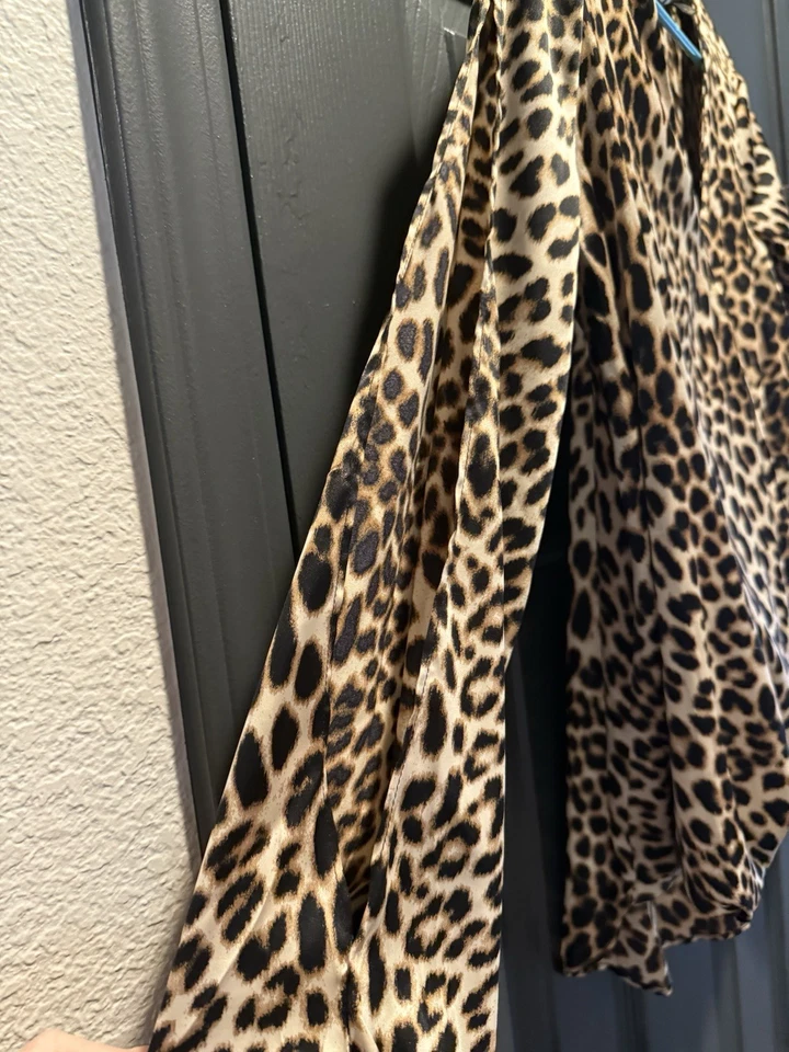 Bold Elements Women's Blouse Fun Cheetah Print With Sexy But Elegant Details. SM - Image 3 of 4