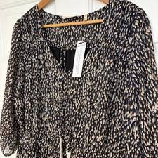 NEW Soft Surroundings Hazel Dress Black Tan Print Tiered Flowy Sheer Gauzy 1X