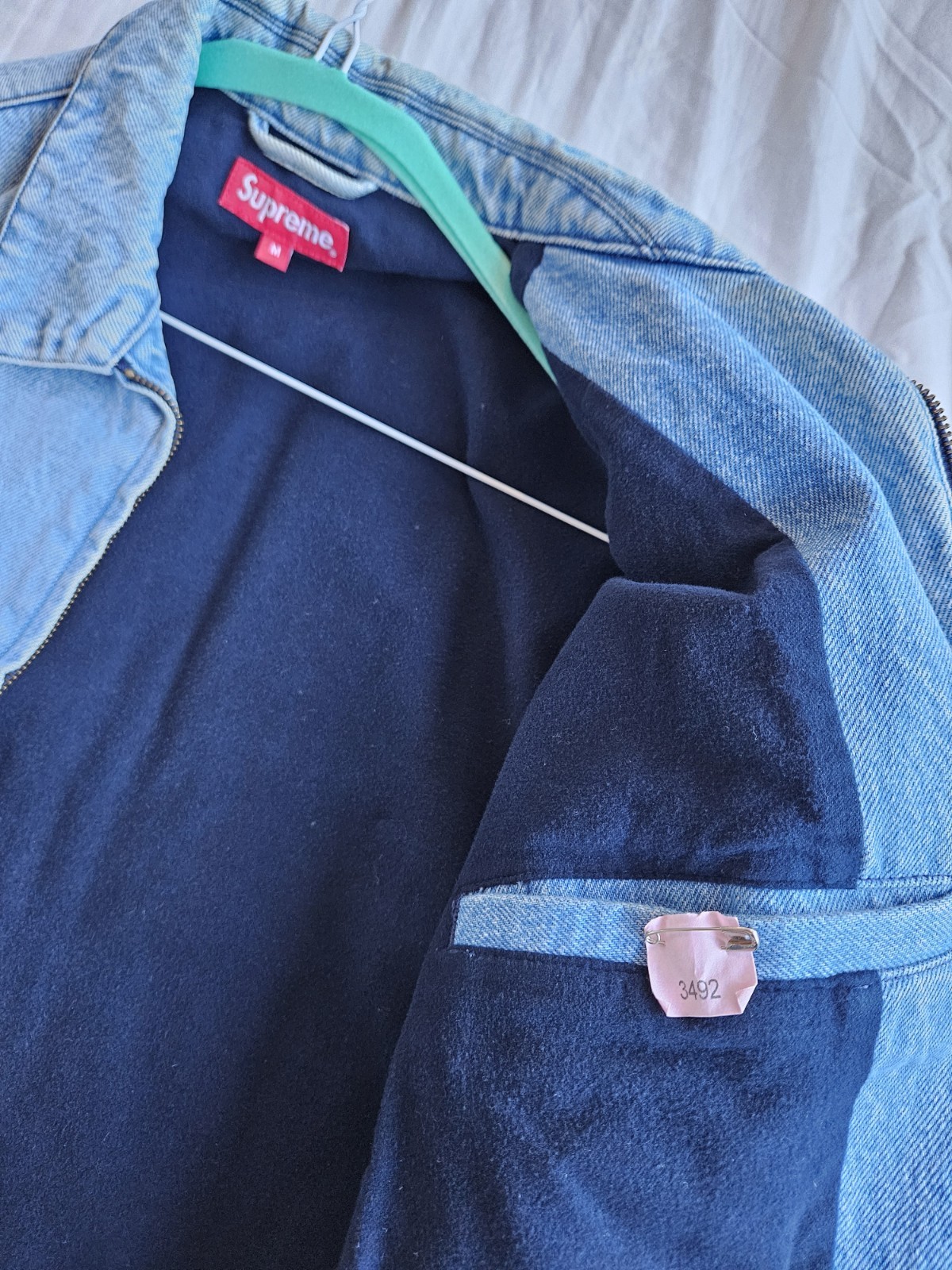 Supreme Denim Harrington Jacket Blue M Lined  4