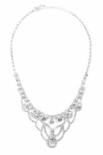 ELEGANT CUBIC ZIRCONIA NECKLACE AND EARRINGS SET - CRYSTAL SILVER
