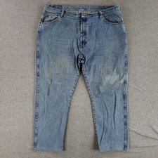 Vintage Wrangler 42x28 Regular Fit Blue Jeans Old School Quality Denim Shortened