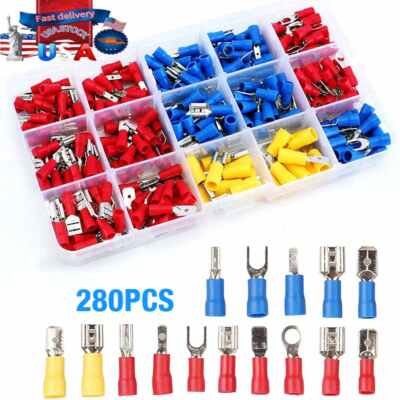 280PCS Assorted Crimp Spade Terminal Insulated Electrical Wire Connector Kit Set