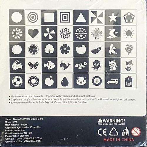 Baby Visual High Contrast Black and White Visual Stimulus Cards 0-3 Months NEW - Picture 2 of 2