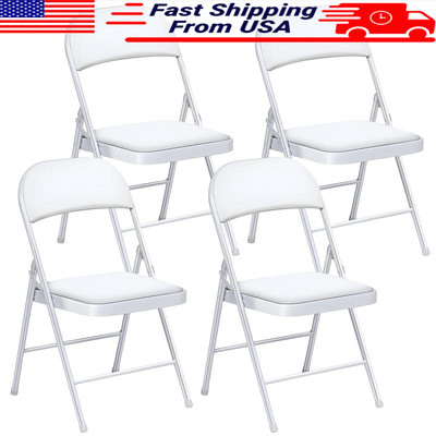 Heavy Duty Folding Chair Padded Seat Metal Frame Indoor Outdoor Use 4 Pack