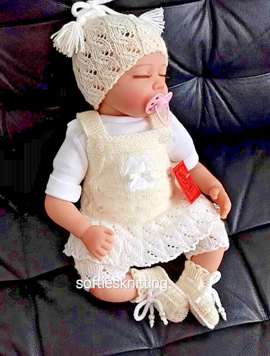 Hand knitted clothes newborn baby romper set reborn 20''- 22" outfit - Picture 2 of 8