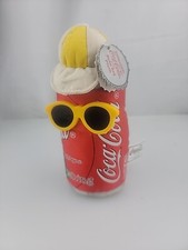 6" Classic Coca Cola Bean Bag Can w/ Hat  Sunglasses
