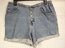 GITANO Women's Light Wash High Rise Regular Fit Cuffed Midi Jean Shorts size 14