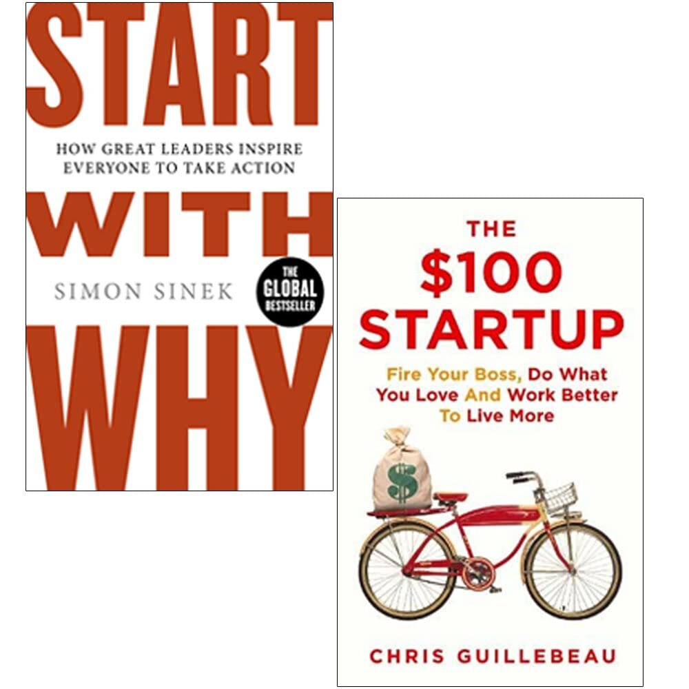 The $100 Startup Chris Guillebeau, Start With Why Simon Sinek 2 Books Set NEW