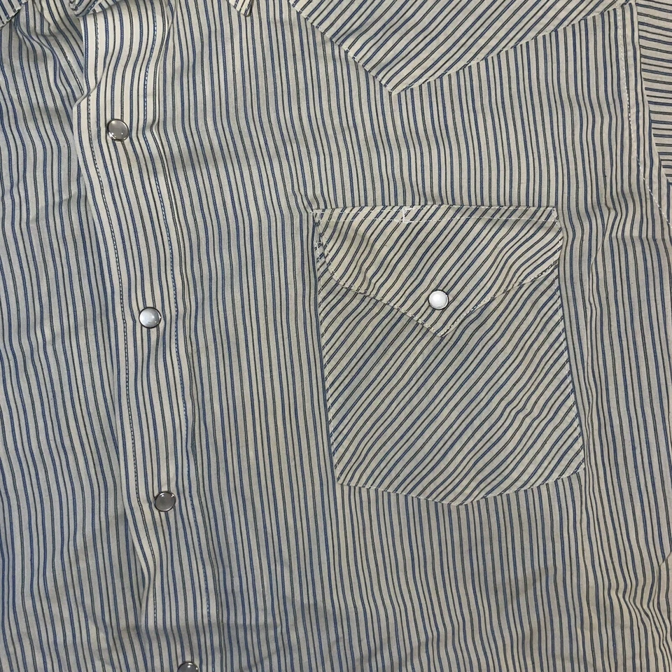 Vintage RUDDOCK Men's Short Sleeve Striped Western Shirt Size XXL Polo Pockets - Image 3 of 4