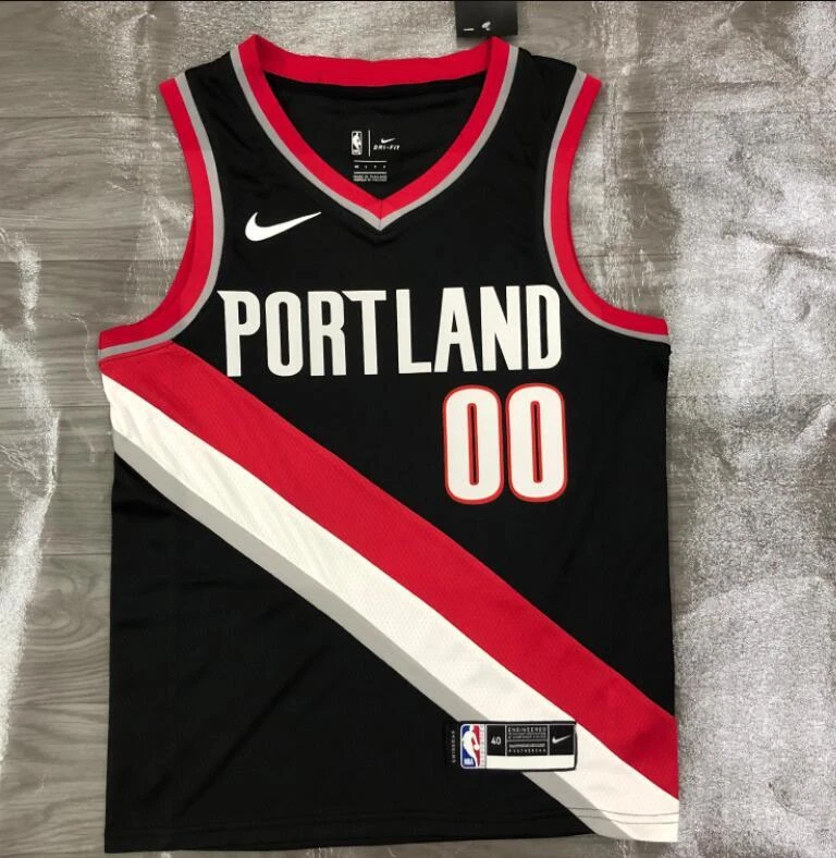 2023 Hot pressing Basketball Jersey Half Sleeve Black Portland