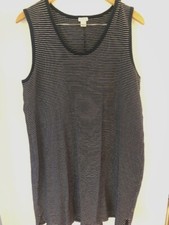 J Crew Dress Women’s Medium M Navy White Striped Cotton Side Slit Casual Comfy