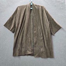 VINTAGE Bryn Walker Women Sweater Large Brown Cardigan Open Front Made In USA