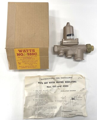 #ad WATTS U560C NOS Feed Water Pressure Regulator w Strainer Check Valve 1 2quot; 12 Lbs $197.88