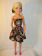 Handmade By Me Dress and Bow, Made to Fit Barbie Best Fashion Friend 28" doll.
