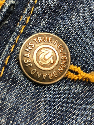 TRUE RELIGION JOHNNY BLUE DENIM JEAN JACKET BLACK HOODIE HOODED TOP MEDIUM - Picture 17 of 24