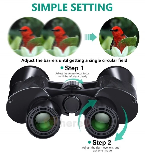 180x100 HD Military Zoom Powerful Binoculars Day/Low Night Optics Hunting + Case - Image 3 of 4