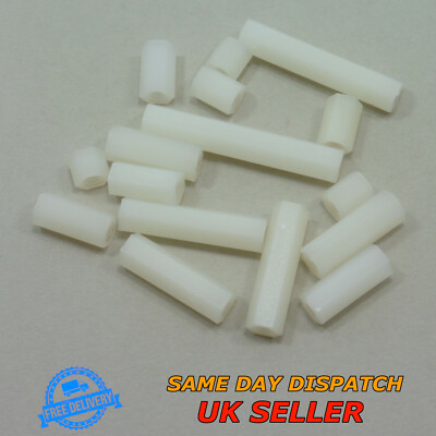 Weiße Nylon Buchse M3 Abstandhalter Gewinde Säulen sechseckig Kunststoff PCB Nieten Sechskant 