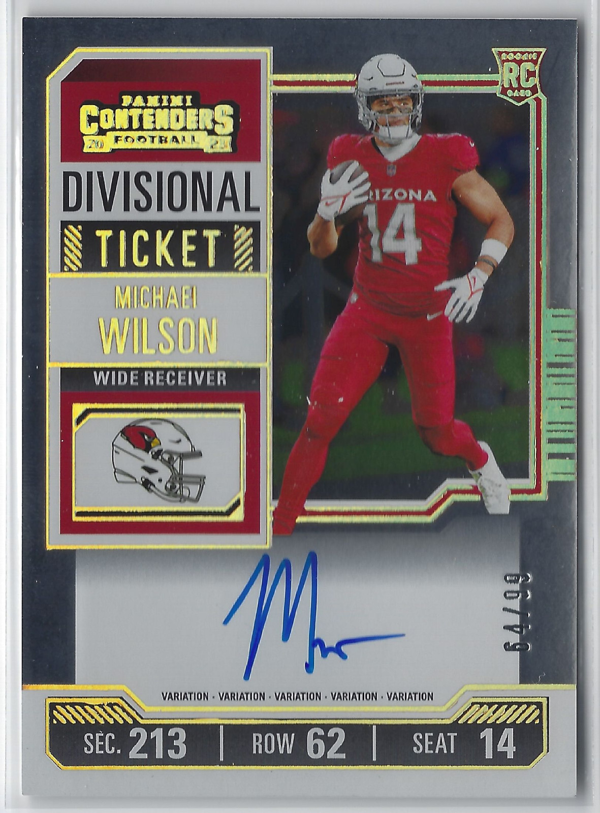 2023 Contenders Michael Wilson Divisional Ticket Rookie Variation Auto /99