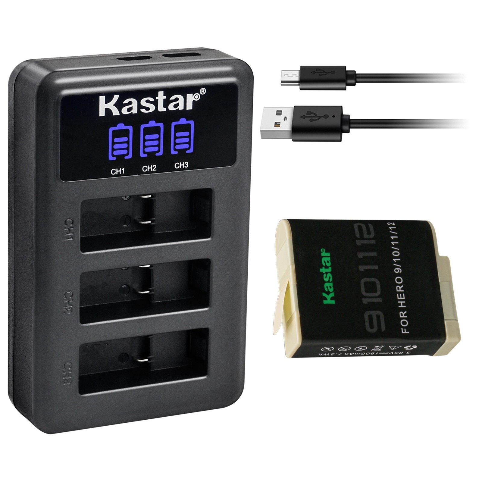 Kastar Battery Triple Charger for GoPro HERO12 GoPro HERO 12 Black Action Camera