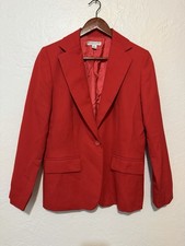 Pendleton Red 100 Virgin Wool Blazer Petite 10 Single Button Classic Medium