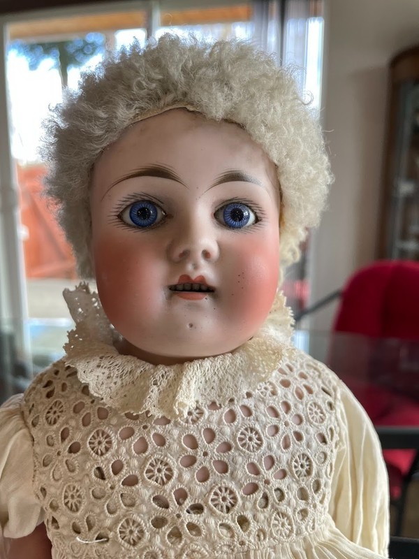 20" Sonnenberg Bru Like Belton style Antique Doll with Bisque Head, Kid Body
